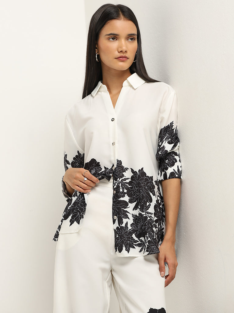 Wardrobe Ivory Floral Printed Shirt