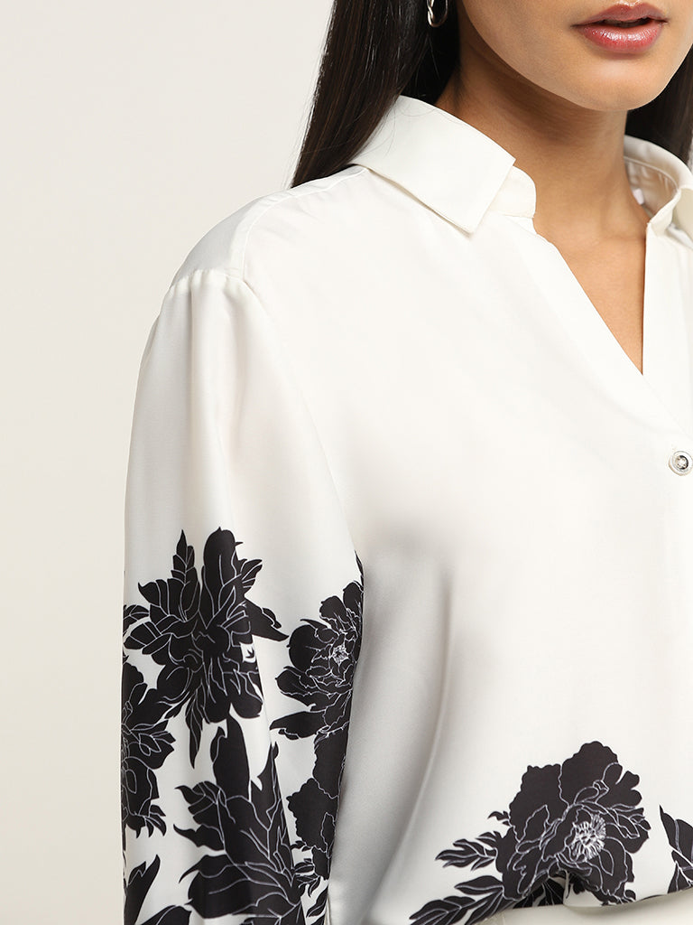 Wardrobe Ivory Floral Printed Shirt