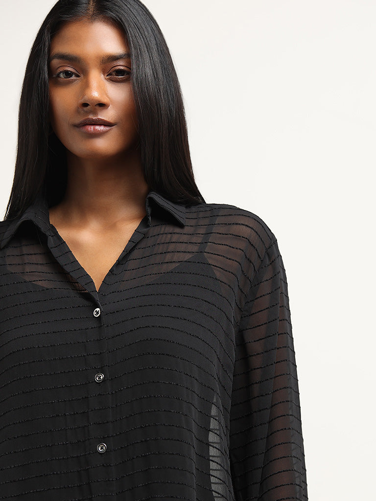 Wardrobe Black Striped Sheer Shirt