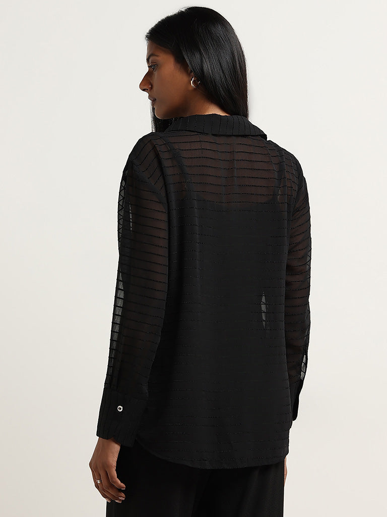 Wardrobe Black Striped Sheer Shirt