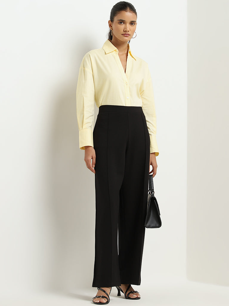 Wardrobe Black Straight Fit Mid-Rise Trousers