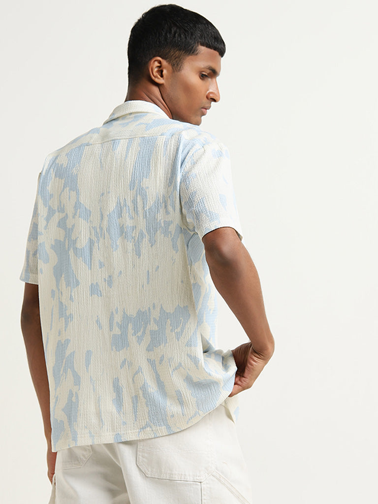 Nuon Blue Abstract Print Relaxed Fit Shirt