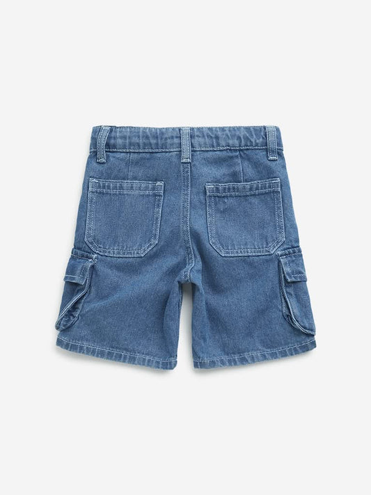 HOP Kids Blue Mid-Rise Denim Shorts