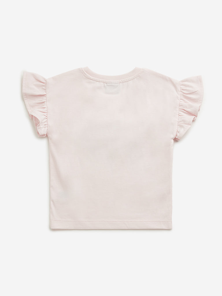 HOP Kids Light Pink Floral Textured Top