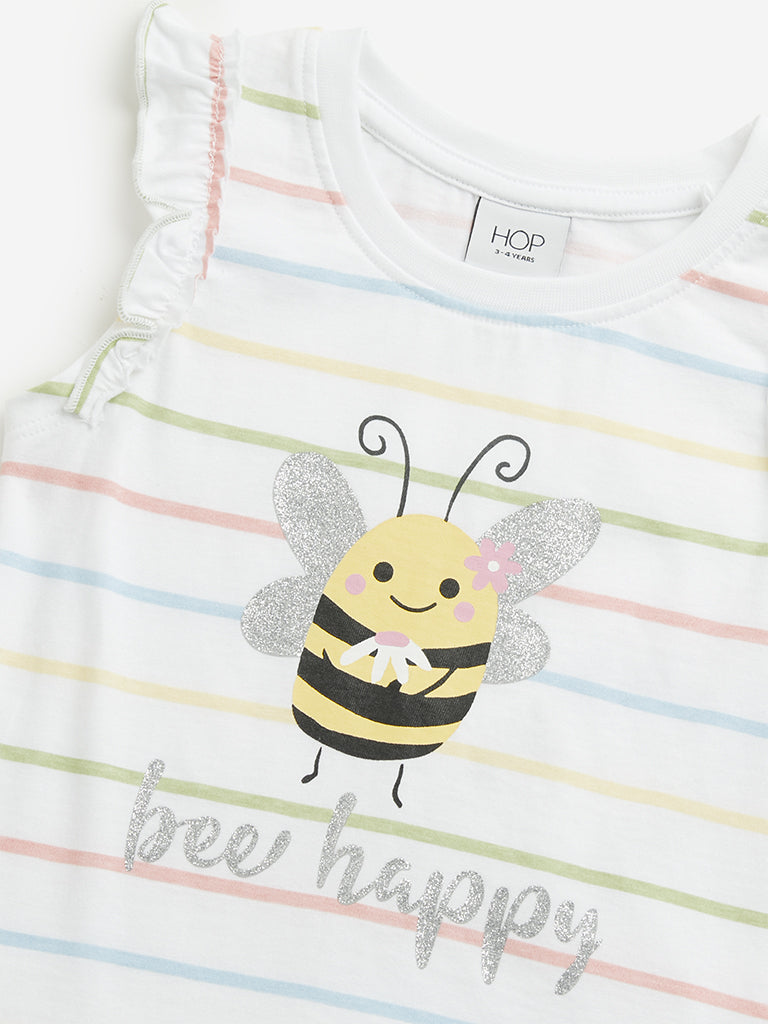 HOP Kids White Striped Top