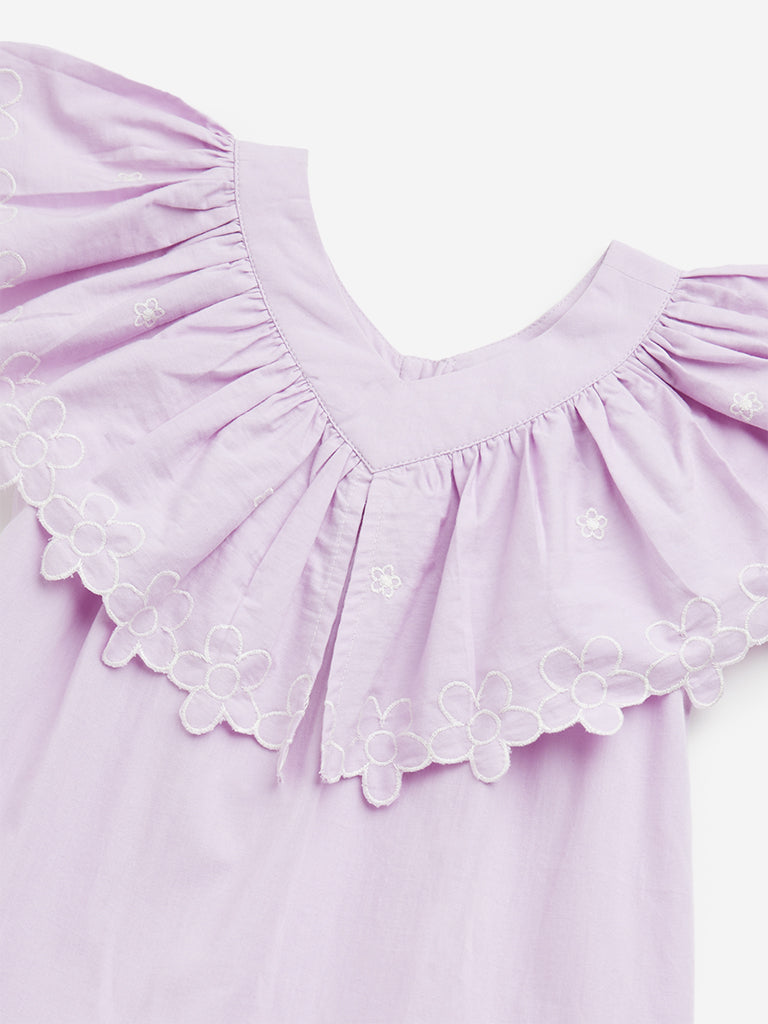 HOP Kids Lilac Ruffle Design Tiered Cotton Dress