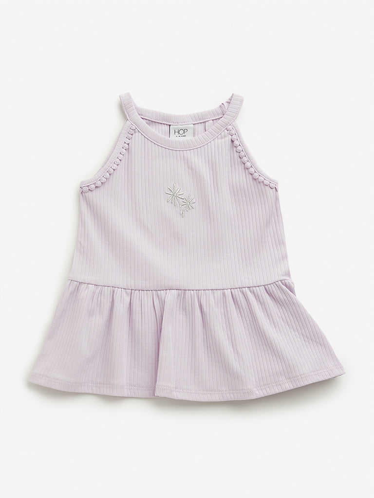 HOP Kids Lilac Ribbed Textured Casual Top