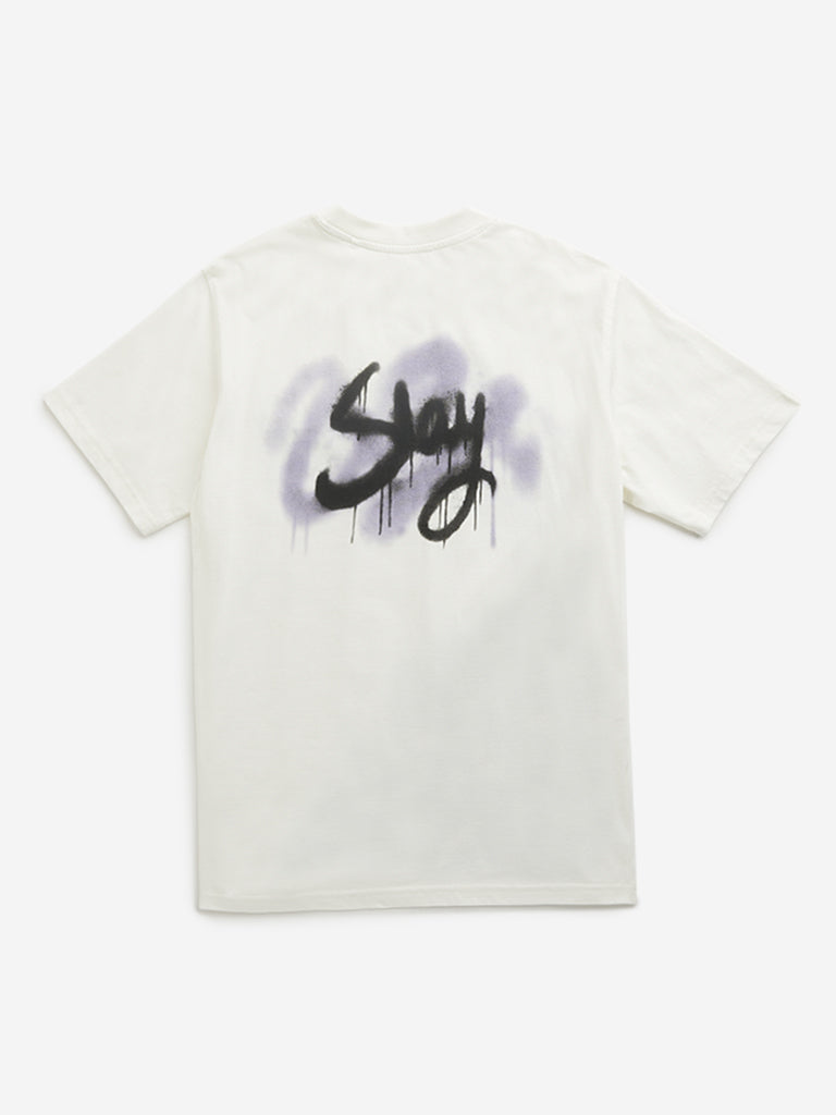 Y&F Kids Off-White Text Design T-Shirt