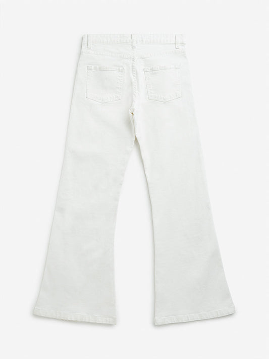 Y&F Kids White Mid Rise Flared Fit Jeans