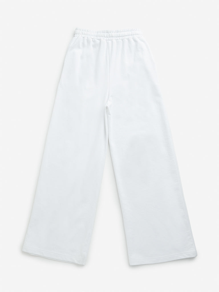 Y&F Kids White Text Design Print Mid Rise Track Pants