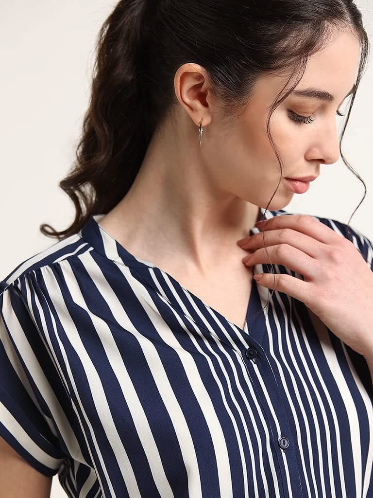 Wardrobe Navy Striped Top