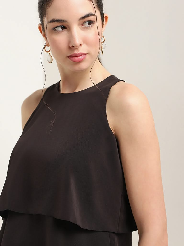 Wardrobe Black Layered Crepe Top