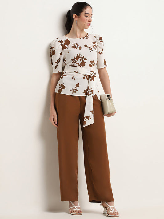 Wardrobe Brown Wide-Leg Fit Trousers