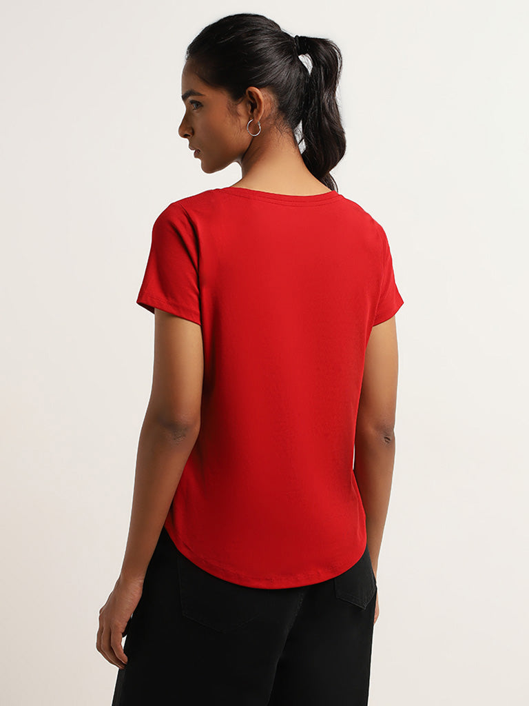 LOV Red Printed T-Shirt