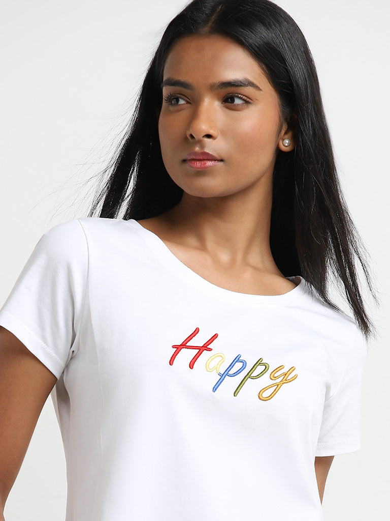 LOV White Text Embroidered T-Shirt