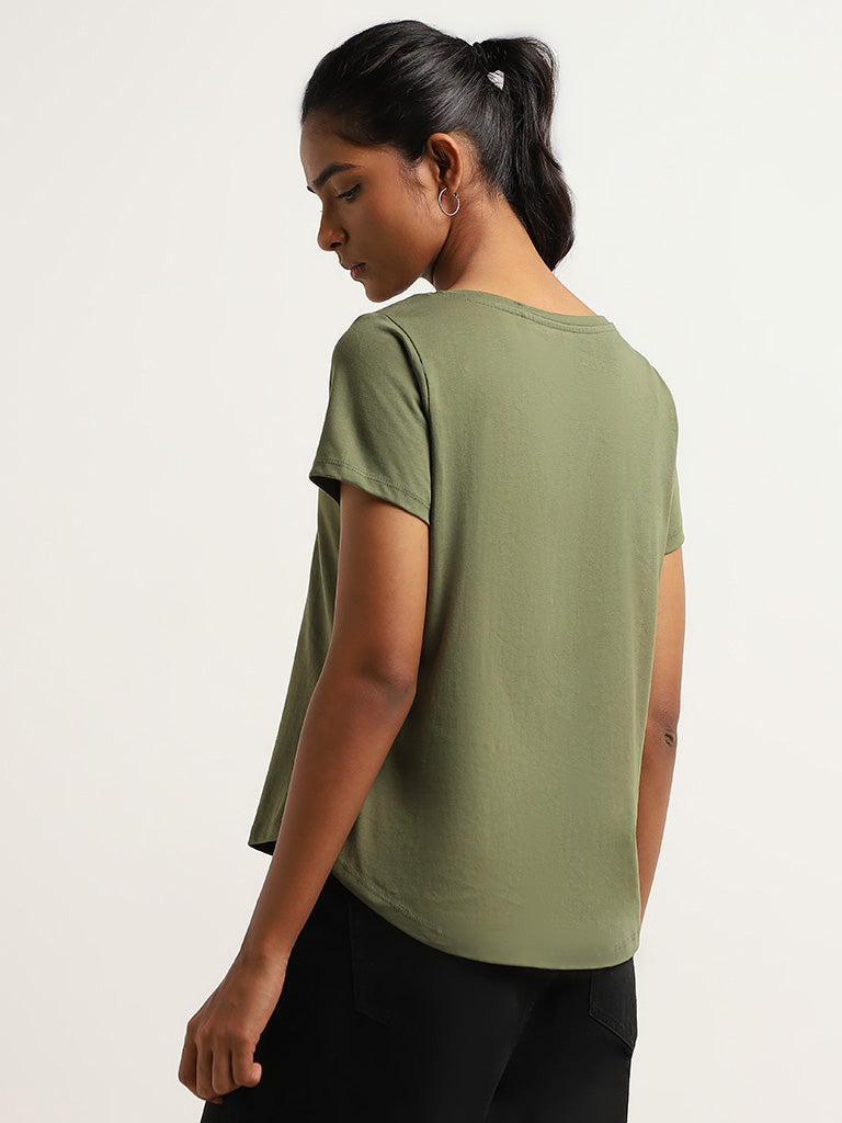 LOV Green Printed T-Shirt