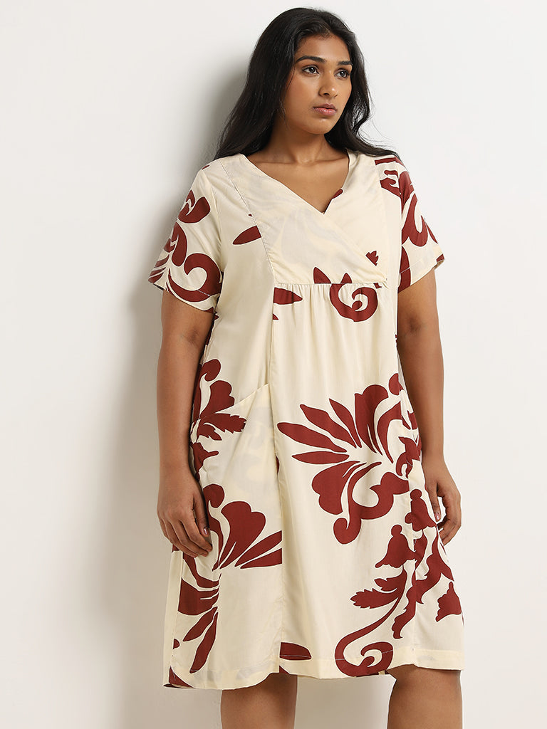 Gia Light Beige Printed Straight Dress