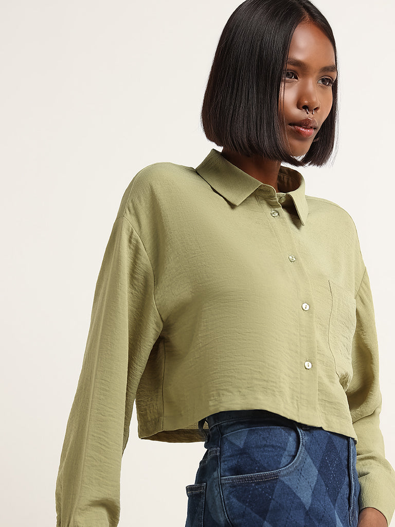 Nuon Green Crop Shirt