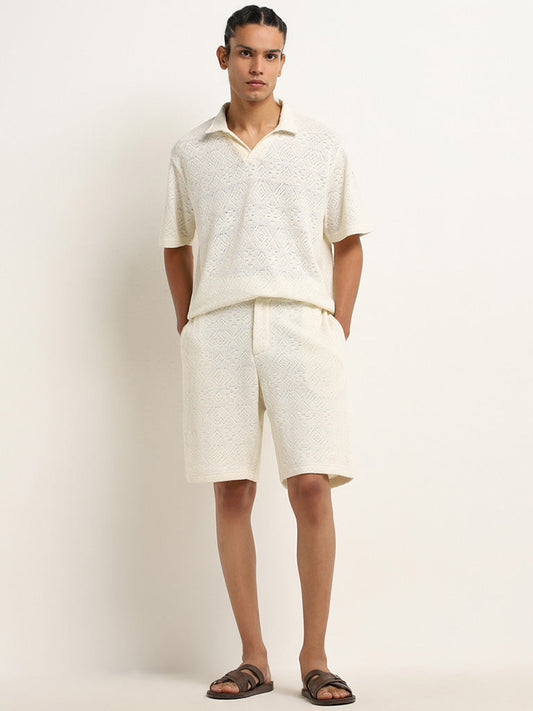 ETA Off-White Knit-Textured Relaxed-Fit Mid-Rise Shorts