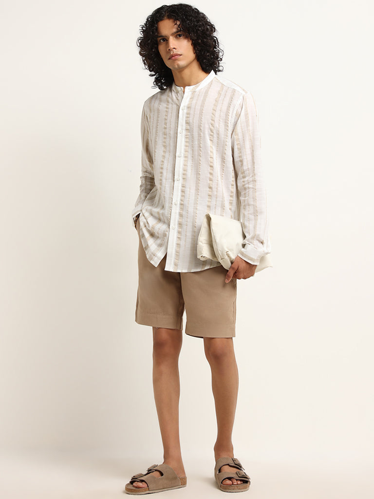 ETA Beige Striped Resort Fit Shirt