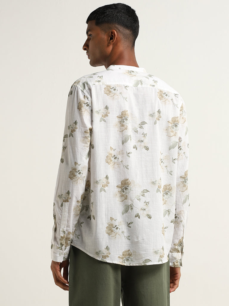 ETA Taupe Floral Print Cotton Resort Fit Shirt