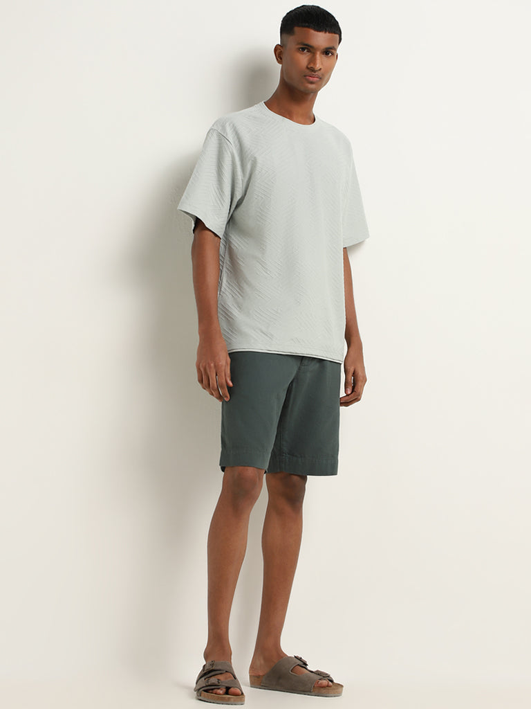 ETA Grey Textured Relaxed Fit T-Shirt