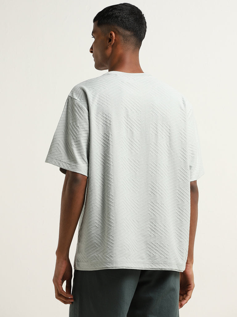 ETA Grey Textured Relaxed Fit T-Shirt