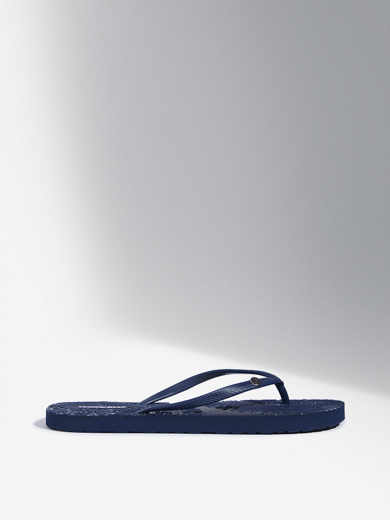 LUNA BLU Navy Embossed Flip-Flop