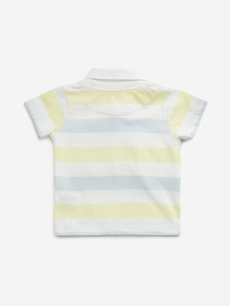 HOP Baby Multicolour Striped Collared T-Shirt