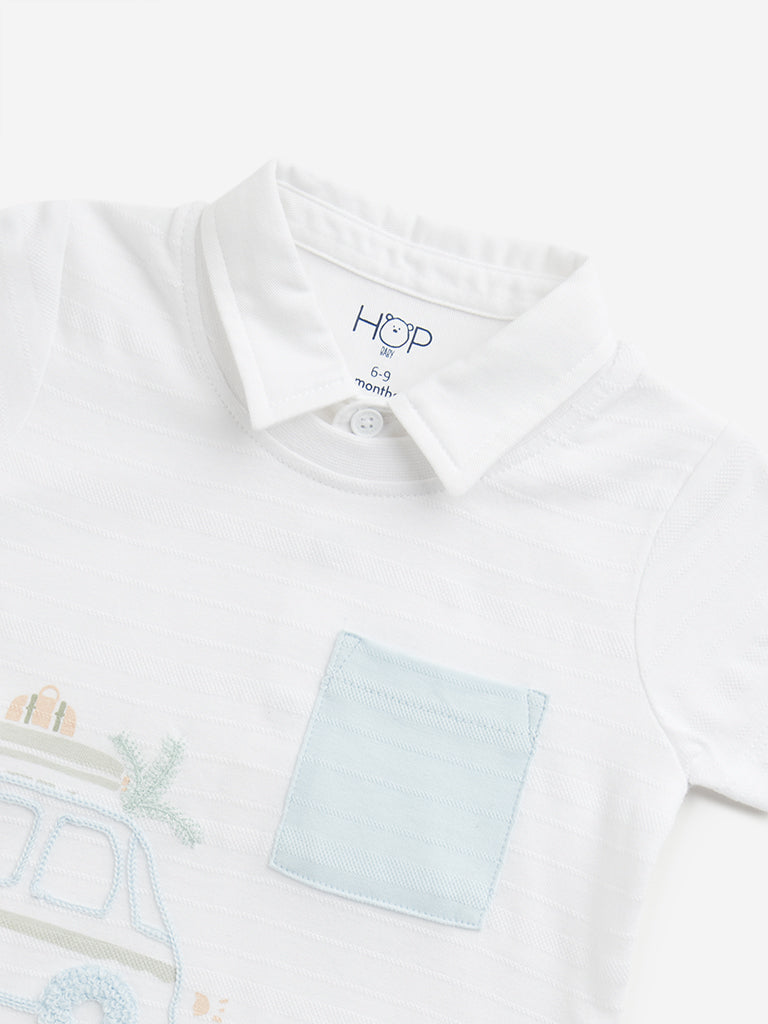 HOP Baby White Holiday Themed Collared T-Shirt