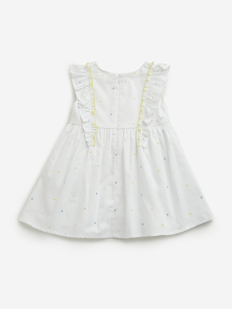 HOP Baby White Ruffle Detailed A-line Dress