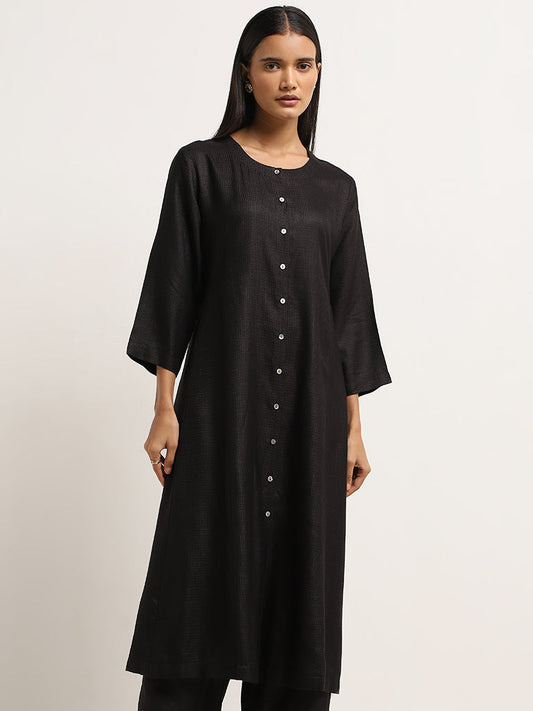 Zuba Black A-Line Cotton Kurta