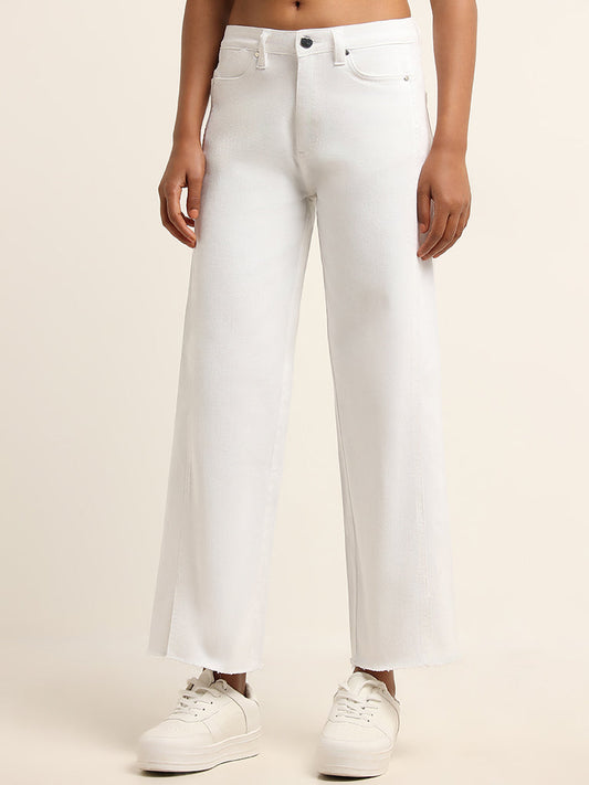 LOV White Mid Rise Straight-Leg Fit Jeans