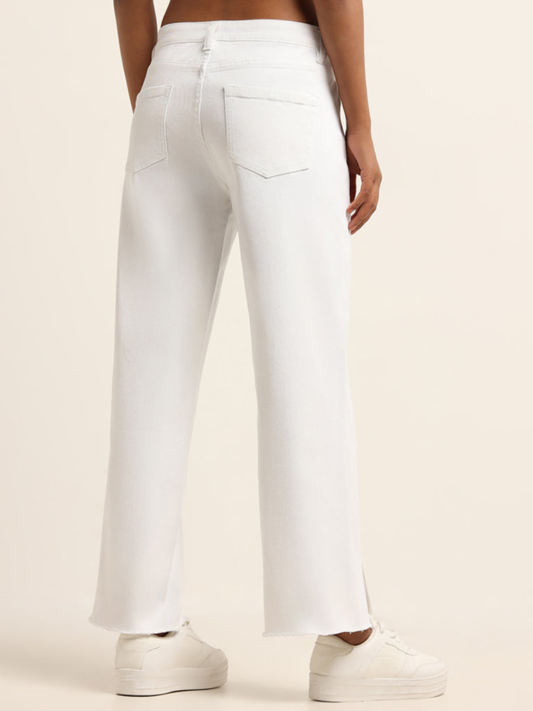 LOV White Mid Rise Straight-Leg Fit Jeans