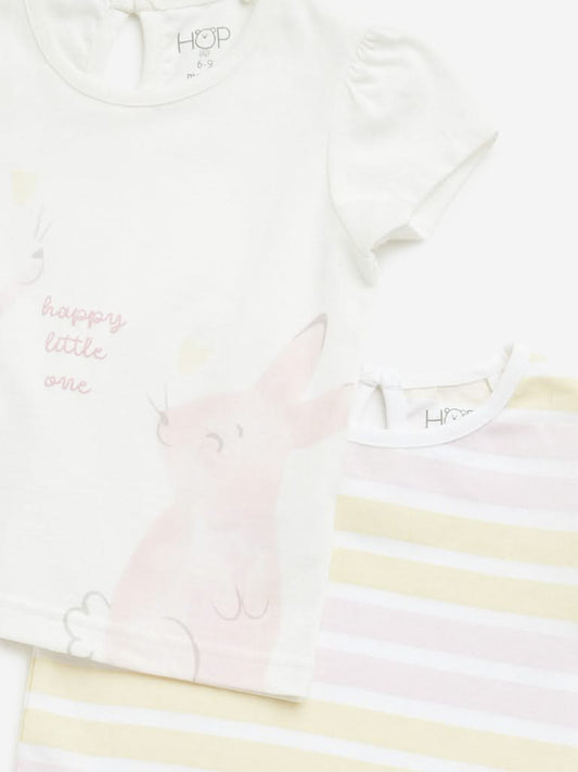 HOP Baby Multicolour Printed Cotton T-Shirts - Pack of 2