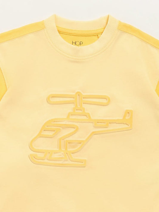 HOP Kids Yellow Printed T-Shirt and Shorts Set