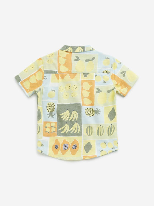 HOP Kids Lime Fruit Printed Cotton Shirt