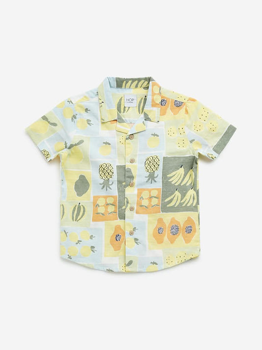 HOP Kids Lime Fruit Printed Cotton Shirt