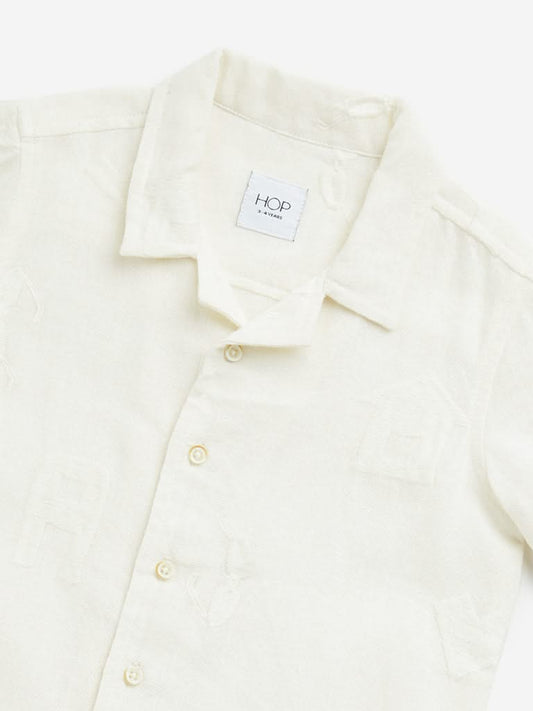 HOP Kids Off-White Embroidered Cotton Shirt