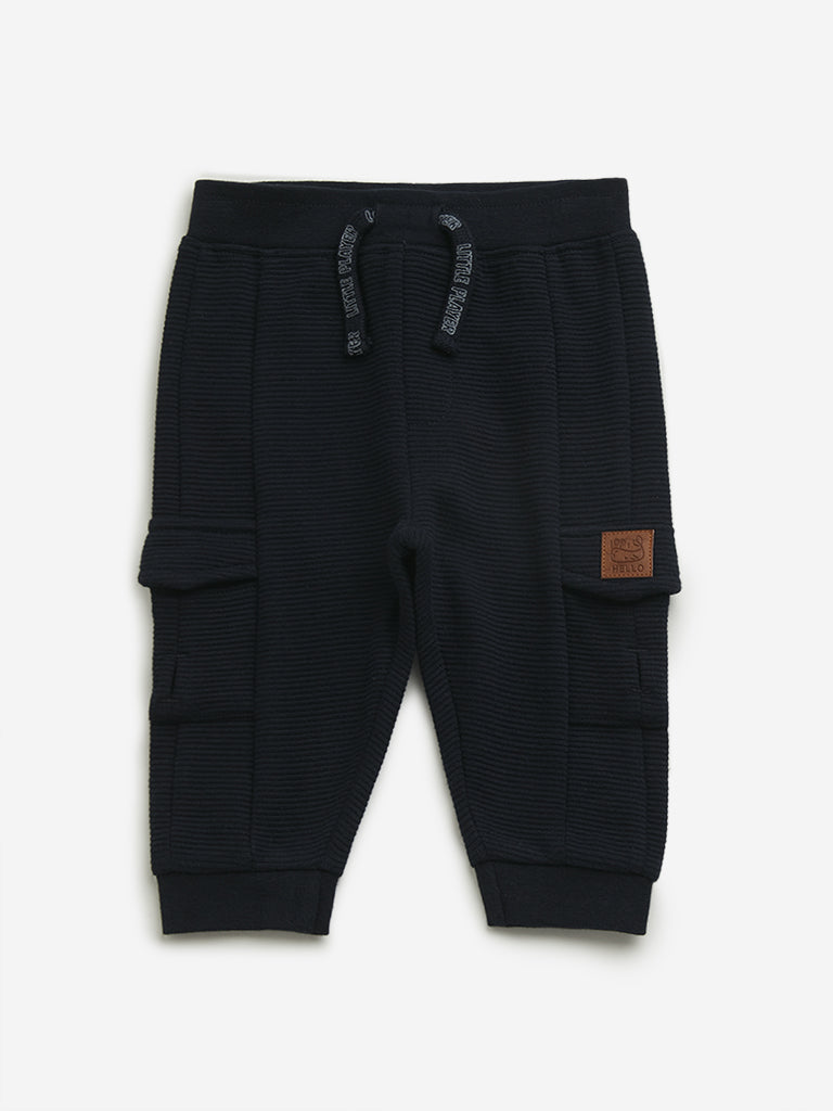 HOP Baby Navy Ribbed Mid Rise Joggers