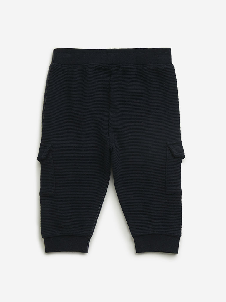 HOP Baby Navy Ribbed Mid Rise Joggers