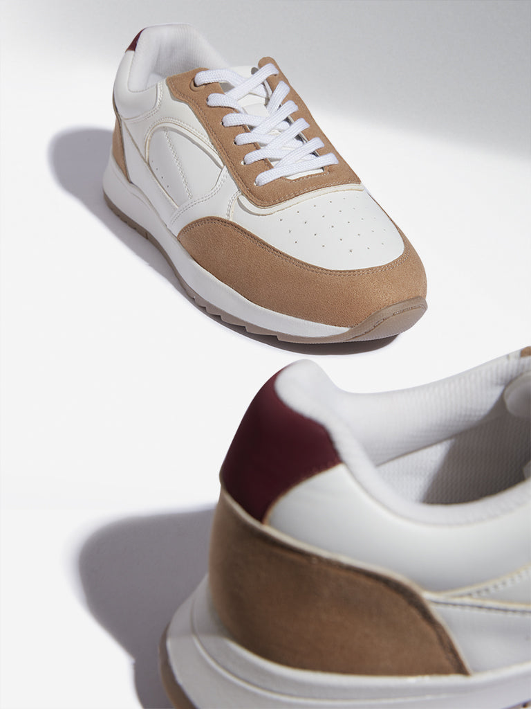 LUNA BLU Tan Colour-Blocked Sneakers