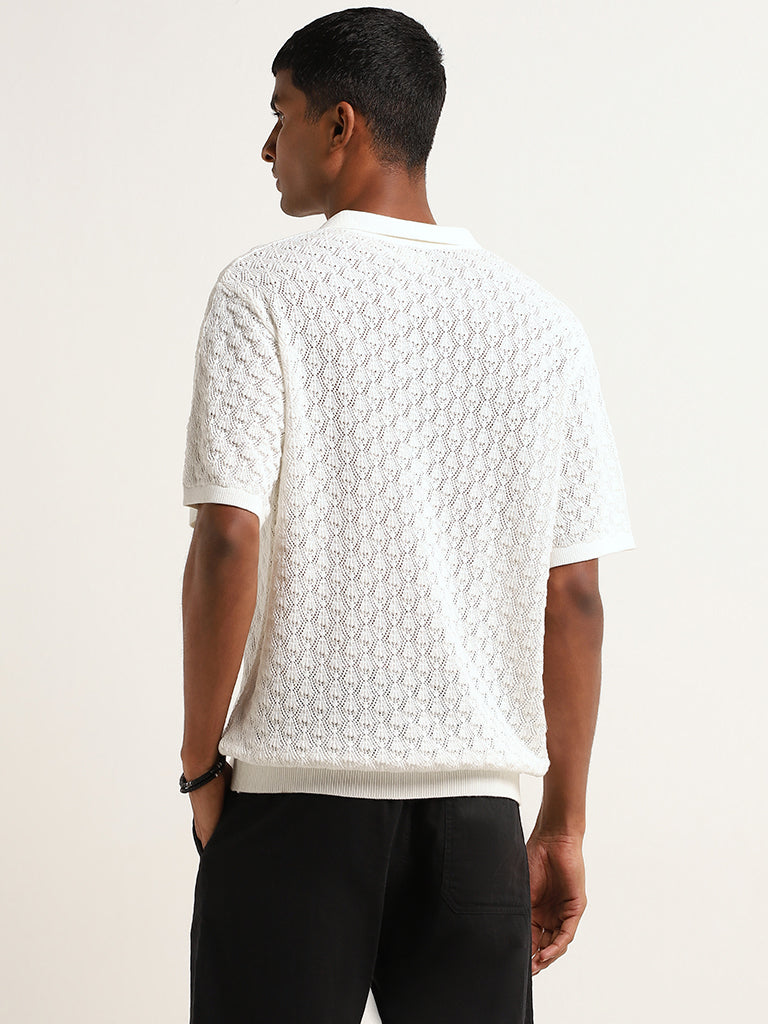 ETA White Knitted Relaxed Fit T-Shirt