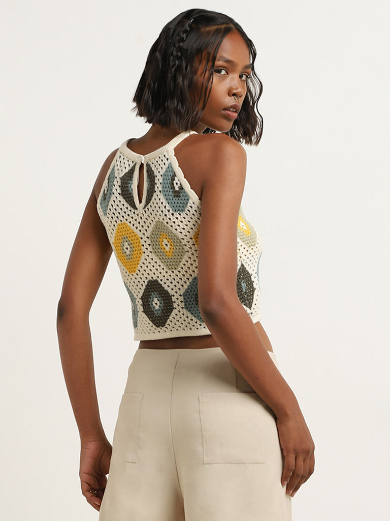 Nuon Multicolour Crochet Crop Top