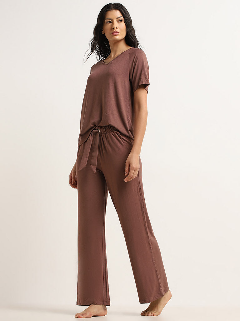 Wunderlove Dark Brown Flared Mid-Rise Pants