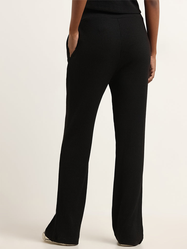 Studiofit Black Mid-Rise Straight-Fit Pants