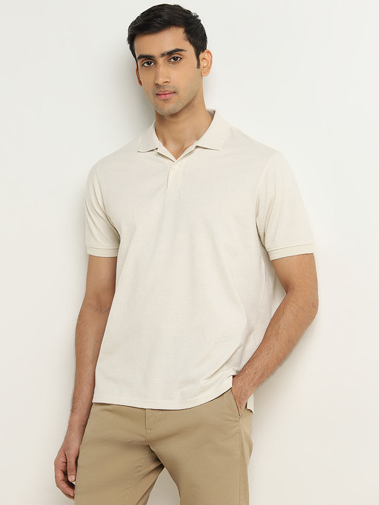 WES Casuals Off-White Relaxed-Fit Polo T-Shirt