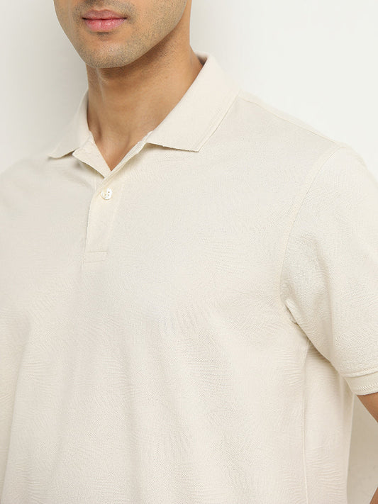 WES Casuals Off-White Relaxed-Fit Polo T-Shirt