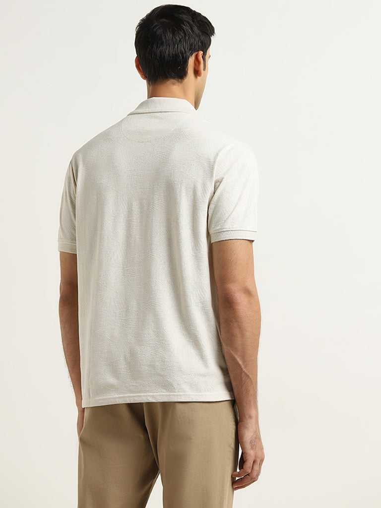 WES Casuals Off-White Relaxed-Fit Polo T-Shirt