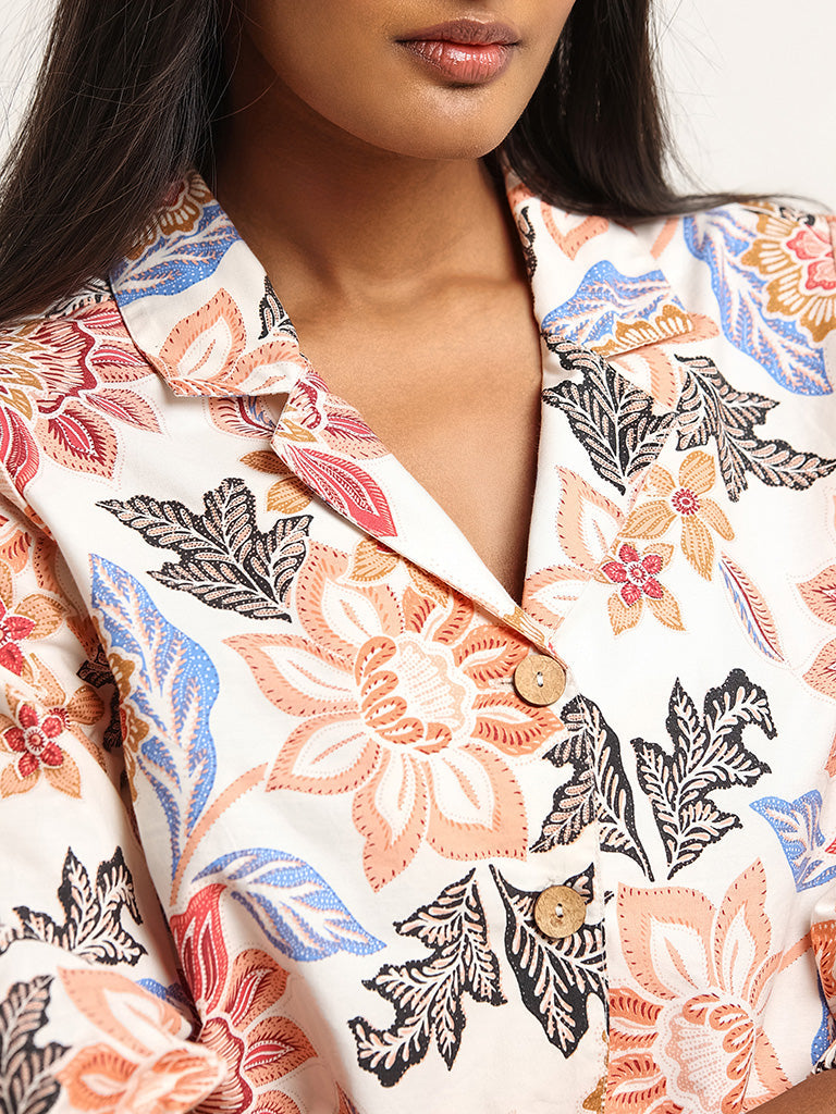 LOV Multicolour Floral Print Cotton Shirt